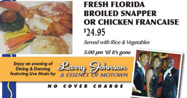 Larry Johnson & Essence of Motown Performs every Wednesday